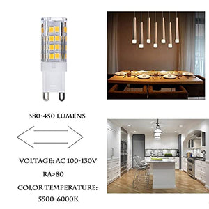 G9 LED Bulb Dimmable 4W, 40 Watt T4 G9 Halogen Equivalent, 120V No-Flicker, Chandelier Lighting 450LM (6 Pack) (Warm White 3000K)
