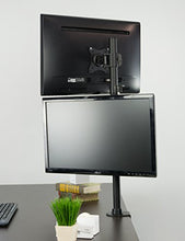 Load image into Gallery viewer, VIVO Dual Monitor Articulating Desk Mount Stand with Height Adjustment and Open VESA Plates for 2 LCD Screens up to 27 inches, Stacked Array, Black, STAND-V002R
