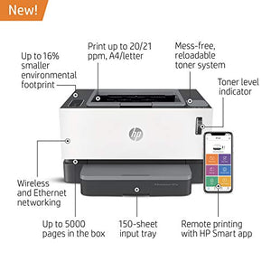 HP Neverstop Laser Printer 1001nw, Wireless Laser with Cartridge-Free Monochrome Toner Tank (5HG80A)