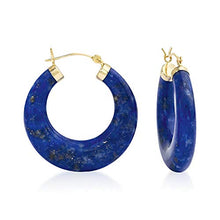 Load image into Gallery viewer, Ross-Simons Lapis Hoop Earrings 14kt Yellow Gold

