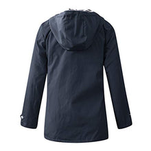 Load image into Gallery viewer, Womens Plus Size Raincoat Rain Jacket Water-Resistant Hooded Quick Dry Athletic Windbreaker Zipper Hoodie Coat Jacket Memela Navy
