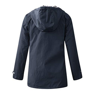 Womens Plus Size Raincoat Rain Jacket Water-Resistant Hooded Quick Dry Athletic Windbreaker Zipper Hoodie Coat Jacket Memela Navy
