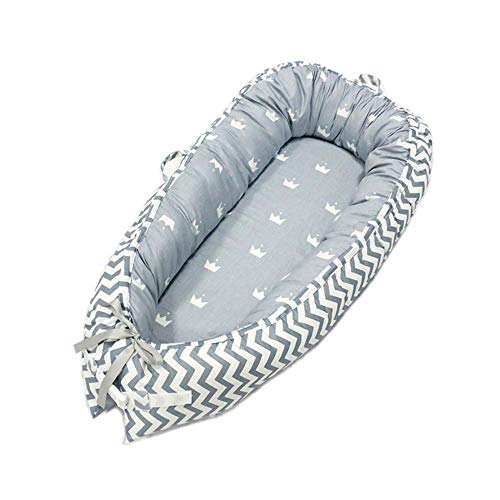 Newborn Lounger, KOBWA Portable Soft Breathable Baby Bed, Removable Cover Baby Bionic Bed for Infants Toddlers - 100% Cotton Crib Mattress for Bedroom Travel