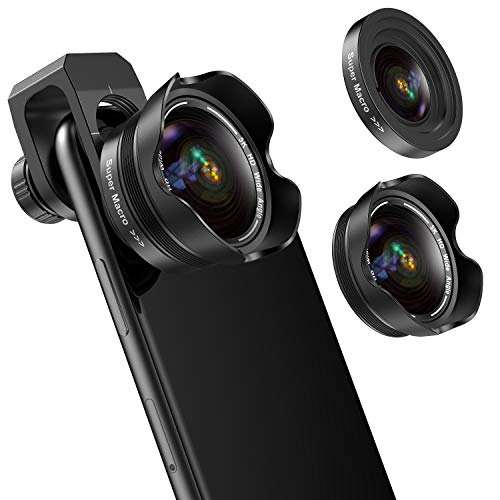 Phone Camera Lens, 5K HD 2 in 1 120° Wide Angle Lens, 20X Macro Lens,Clip-On Phone Lens Compatible iPhone,Samsung, Most Andriod Phones No Distortion