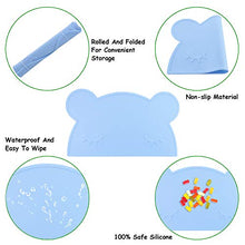 Load image into Gallery viewer, M MOACC Toddlers Non-Slip Silicone Placemat Cute Bear Kids Placemats Washable Dining Table Food Mat for Children Baby,Blue
