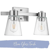 Load image into Gallery viewer, Prominence Home Fairendale 2 Light Brushed Nickel Bathroom Vanity Light with Clear Glass
