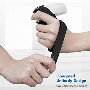 KIWI design Silicone Grip Cover for Meta/Oculus Quest 2 Accessories, Protector with Knuckle Straps (Black, 1 Pair)