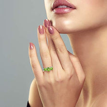 Load image into Gallery viewer, Gem Stone King Sterling Silver Round Green VS Peridot 3-Stone Women&#39;s Ring (2.35 Carat Gemstone Birthstone) (Size 7)
