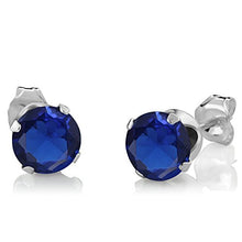 Load image into Gallery viewer, Gem Stone King 925 Sterling Silver Simulated Sapphire Pendant Necklace and Earrings Set 2.40 Cttw Round with 18 Inch Silver Chain
