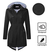 Load image into Gallery viewer, Women&#39;s Waterproof Raincoats Outdoor Lightweight Hooded Rain Jacket Windbreaker Trench Coats
