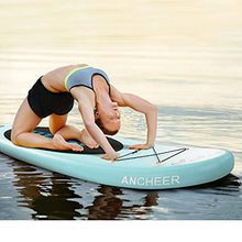 Load image into Gallery viewer, ANCHEER Inflatable Stand Up Paddle Board, Lightweight All Round iSUP with 3 Fins, Premium Accessories &amp; Carry Bag, EVA Deck, Adj Floating Paddle, Ankle Leash and Double Action Pump (Light Blue)
