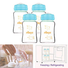 Load image into Gallery viewer, Matyz 4-PACK Wide Mouth Glass Breast Milk Storage Containers With Lids (Blue, 6 Oz Each) - Glass Freezer Safe Breastmilk Storage Bottles - Breast Pump Accessories For Medela Spectra Avent Breast Pumps
