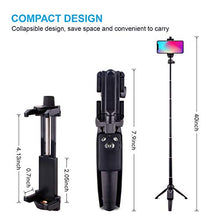 Load image into Gallery viewer, Selfie Stick Tripod Bluetooth, LATZZ 40 Inch Extendable Phone Tripod Monopod with Wireless Remote Shutter and Tripod Stand Compatible iPhone 11 Pro/Xs MAX/XR/X/8/8P/7/7P/Galaxy Note 8/S10/S9+/S9, More
