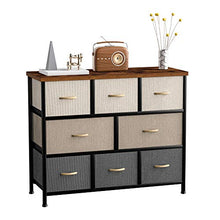 Load image into Gallery viewer, 8 Drawer Dresser Organizer Fabric Storage Chest for Bedroom, Hallway, Entryway, Closets, Nurseries，Furniture Storage Tower Sturdy Steel Frame, Wood Top, Removable Fabric Bins (Cream)
