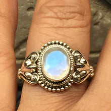 Load image into Gallery viewer, Natural Rainbow Moonstone 925 Solid Sterling Silver Engagement Ring Size 8.75, 9
