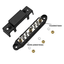 Load image into Gallery viewer, Mofeez Bus Bar -3x1/4”Post,10x#8 Screw Terminal Power Distribution Block with Ring Terminals(Pair - Red &amp; Black)
