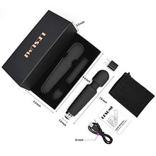 Load image into Gallery viewer, LESUMI Upgraded Personal Wand Massager with Memory - Premium with 8 Speeds 20 Patterns and One-Click Recovery - Mini Handheld Powerful Rechargeable for Neck Back Stress Relief Relax Muscles (Black)
