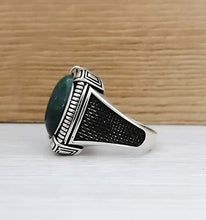 Load image into Gallery viewer, Handmade 925K Sterling Silver Mens Ring With Moss Agate Stone

