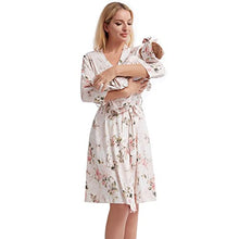 Load image into Gallery viewer, Galabloomer Maternity Robe and Baby Receiving Blanket,Matching Mommy Labor Delivery Robe and Swaddle Set Vintage Rose
