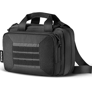 HUNTSEN Tactical Vest for Men Adjustable Size + Tactical Pistol Bag for Double Handguns Black