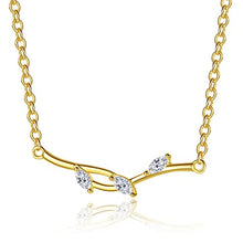 Load image into Gallery viewer, 14k Gold Plated Wicker Pendant Necklace with Cubic Zirconia
