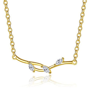 14k Gold Plated Wicker Pendant Necklace with Cubic Zirconia