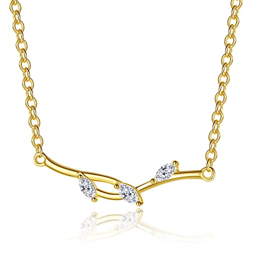 14k Gold Plated Wicker Pendant Necklace with Cubic Zirconia