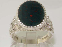 Load image into Gallery viewer, Gents Solid 925 Sterling Silver Natural Bloodstone Mens Mans Signet Ring - Size 12 - Sizes 6 to 13 Available
