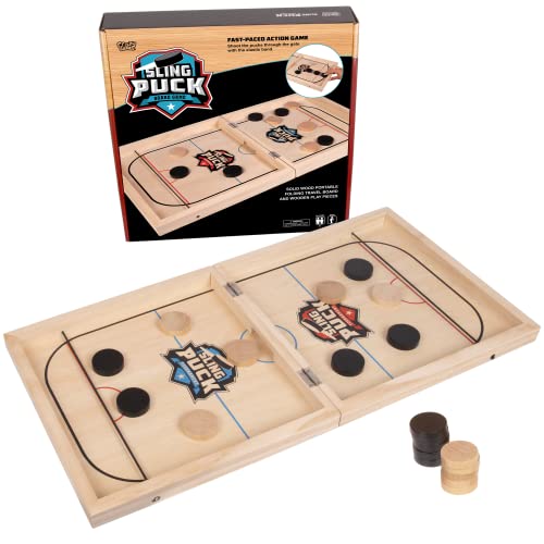 Crazy Games AST Sling Puck Game, Sling Games Fast Sling Puck Table Game Paced Sling Puck Winner Wood Board Sport Toys
