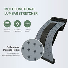 Load image into Gallery viewer, Back Stretching Device,Back Cracker Massager for Bed &amp; Chair &amp; Car,Multi-Level Lumbar Support Stretcher Spinal, Lower and Upper Muscle Pain Relief(Gray Black)
