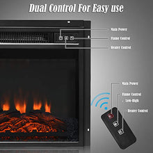 Load image into Gallery viewer, Tangkula 18" Electric Fireplace Heater, Freestanding &amp; Recessed 1400 W Electric Stove Heater w/Adjustable LED Flame, Fireplace Insert w/Remote Control, Safer Plug and Sensor
