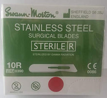 Load image into Gallery viewer, Swann-Morton #10R Sterile Surgical Blades, Stainless Steel [Individually Packed, Box of 100]
