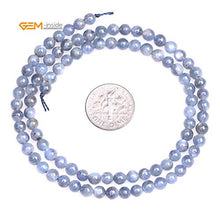 Load image into Gallery viewer, GEM-Inside Natural 4mm Blue Kyanite Gemstone Round Smooth Loose Beads Crystal Energy Stone Power for Jewelry Making 15&quot;
