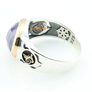 KAR 925K Stamped Sterling Silver Amethyst Zircon Men's Ring K41F (9)
