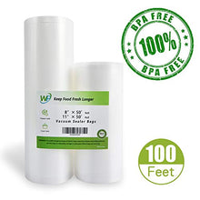 Load image into Gallery viewer, Vacuum Sealer Bags Heavy Duty, 8x 50 plus 11x 50 Vacuum Sealer Bags (1 each, 2 total) 100 ft Roll Vacuum Sealer Bags, Food Vacuum Sealer Bags, Meat Vacuum Sealer Bags, Fit nutrichef, foodsaver, jzbrain oliso weston Vacuum Sealer Bags, BPA Free Sous Vide,
