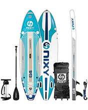 Load image into Gallery viewer, NIXY Newport Paddle Board All Around Inflatable SUP 10'6" x 33” x 6” Ultra-Light Stand Up Paddleboard Built with Dual Layer Woven Drop Stitch Includes Carbon Hybrid Paddle, Pump, Bag &amp; More (Aqua)
