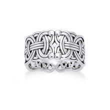 Load image into Gallery viewer, Viking Braided Wedding Band Borre Knot Norse Celtic 10mm Sterling Silver Ring Size 9(Sizes 4,5,6,7,8,9,10,11,12,13,14,15)
