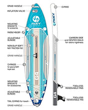 Load image into Gallery viewer, NIXY Newport Paddle Board All Around Inflatable SUP 10'6" x 33” x 6” Ultra-Light Stand Up Paddleboard Built with Dual Layer Woven Drop Stitch Includes Carbon Hybrid Paddle, Pump, Bag &amp; More (Aqua)
