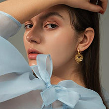 Load image into Gallery viewer, BUEMMR 14K Gold Plated Forever Love Heart with Sun Rays Dangle Earrings for Women Jewelry, Jewelry for Women Girl
