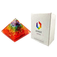 Load image into Gallery viewer, Orgone Pyramid | 7 Chakra Orgonite Pyramid for Meditation &amp; Anti-Stress | Seven Chakra Pyramid Large, Healing Crystal Gemstone Pyramid | Orgone Pyramid Crystal - Handmade In India

