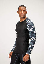Load image into Gallery viewer, DEVOPS 3 Pack Men's Athletic Long Sleeve Compression Shirts (Large, Black/Camo Black2 / White)
