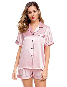 LecGee Pajamas Set Short Sleeve Sleepwear Womens Button Down Nightwear Soft Pj Lounge Sets