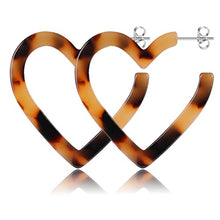 Load image into Gallery viewer, BESTEEL Acrylic Hoop Earrings for Women Resin Acetate Drop Dangle Earrings Statement Fashion Heart Mottled Acrylic Earrings
