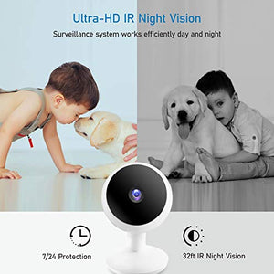 Laview Home Security Camera HD 1080P(2 Pack) AI Human Detection,Include 2 SD Cards,32GB Two-Way Audio,Night Vision,WiFi Indoor Surveillance for Baby/pet,Alexa and Google,Cloud Service (US Server)
