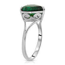Load image into Gallery viewer, 💎Galaxy Gold💎 2.75 Carats 14K Solid White Gold Brilliant Heart Cut Shape Emerald Solitaire Cathedral Ring with Genuine Vibrant Emerald Heart Shape Anniversary Engagement Promise Her Him Unisex (6)
