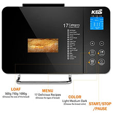 Load image into Gallery viewer, KBS Large 17-in-1 Bread Machine, 2LB All Stainless Steel Bread Maker with Auto Fruit Nut Dispenser, Nonstick Ceramic Pan, Full Touch Panel Tempered Glass, Reserve&amp; Keep Warm Set, Oven Mitt and Recipes
