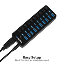 Load image into Gallery viewer, Sabrent 10-Port 60W USB 3.0 Hub with Individual Power Switches and LEDs Includes 60W 12V/5A Power Adapter (HB-BU10)
