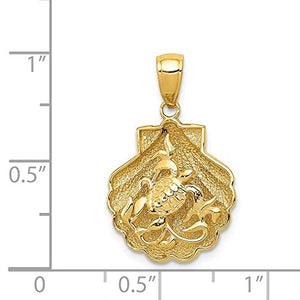 14k Yellow Gold Sea Turtle In A Shell Mermaid Nautical Jewelry Pendant Charm Necklace Life Shore Fine Jewelry For Women Gifts For Her