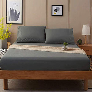 SONORO KATE Bed Sheet Set Super Soft Microfiber 1800 Thread Count Luxury Egyptian Sheets Fit 18 - 24 Inch Deep Pocket Mattress Wrinkle and Hypoallergenic-4 Piece (Dark Grey, Queen)