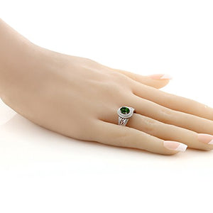 Gem Stone King Green Chrome Diopside 925 Sterling Silver Women's Ring 1.31 Ctw Oval (Size 8)